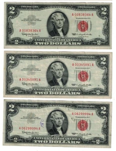 🇺🇸🇺🇸** 1963 $ 2 TWO DOLLARS RED SEAL/THE PRICE IS FOR EACH ONE ** 🇺🇸🇺🇸 - Picture 1 of 4
