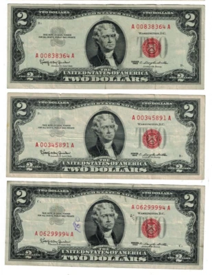 🇺🇸🇺🇸** 1963 $ 2 TWO DOLLARS RED SEAL/THE PRICE IS FOR EACH ONE ** 🇺🇸🇺🇸 - Image 1 of 4