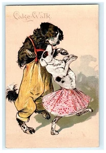 Tanzende gekleidete Hunde Kuchen-Spaziergang Fantasy 1910 geprägt anthropomorph küssend - Bild 1 von 2