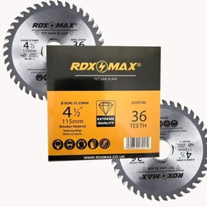 2 X 115mm x 36TCT Saw Blade for Wood and Plastic 4.5'' Circular Saw Cutting Disc - Picture 1 of 3
