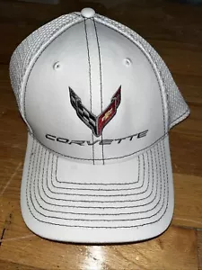 Corvette Flexfit New Era® Stretch-Mesh Cap White Fitted Hat 39Thirty Med/Large - Picture 1 of 8