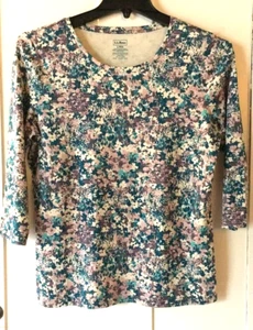 NWOT LL Bean Shirt LRG Pink blue purple 3/4 Sleeve Tee Top Supima Cotton Shirt - Picture 1 of 2