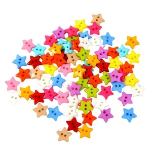 100Pcs Mixed Color 2 Holes Resin Star Buttons for Sewing Scrapbook Craft DIY - Picture 1 of 6