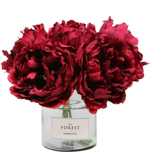 Burgundy Artificial Peony Flowers for Halloween Home Decoration 5 Pcs Red Fau... - Picture 1 of 6