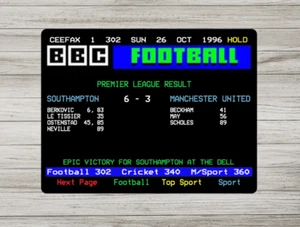 Ceefax Metal Sign, Southampton v Man Utd 6-3, Classic Football Match Sign, 1996 - Picture 1 of 1
