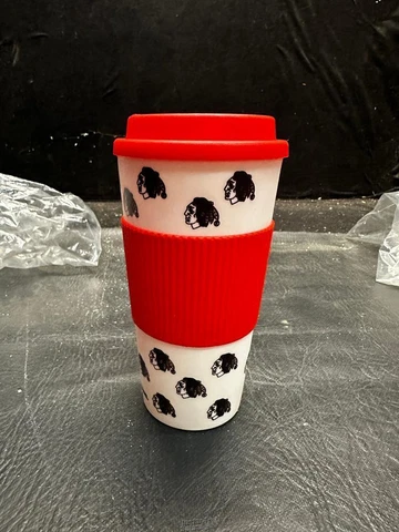 NHL Chicago Blackhawks 16 Oz Plastic Tumbler Travel Cup Hot/Cold Coffee Mug Lid Cover