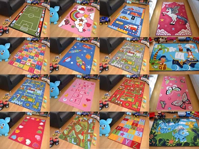 Childrens Rugs Large Girls Boys Bedside Play School Floor Mat Kids Fun Rug Cheap - Image 1 of 2