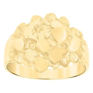 10kt Yellow Gold Mens Nugget Fashion Ring - Picture 1 of 2