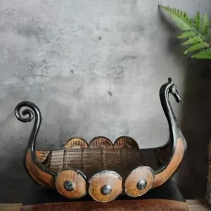 Resin Viking Ship Figurine Norse Longboat Tabletop Home Decor Ship Ornament Gift - Picture 1 of 25