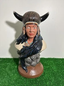 Vintage Native American Woman Ceramic Terracotta Hand Painted Figurine 12 1/2” - Picture 1 of 10