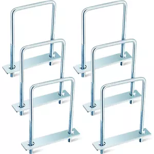 6 Pcs Square U Bolts Zinc Plated, Heavy Duty Carbon Steel U Bolt Industrial and - Picture 1 of 12