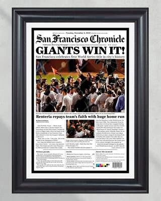 Periódico enmarcado Tim Lincecum Serie Mundial 2010 Gigantes de San Francisco portada Foto 1 de 4