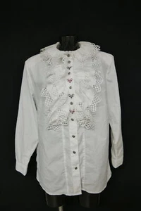 Gr.44 Trachtenbluse weiß Bluse für Dirndl Rose Blusen Spitze Stickerei TB10123 - Bild 1 von 4