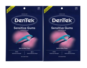 Lot of 2 DenTek Floss Picks Sensitive Gums Comfort Clean 300 Total - Picture 1 of 5