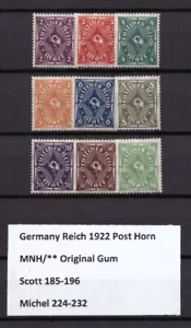 AM0447) GERMANY 1922 THIRD REICH 224-232 MNH/**, POSTHORN - Picture 1 of 1