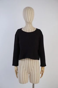 raro maglione Annette Gortz misto lana bohemien taglia M nero maglia testurizzata - Foto 1 di 9