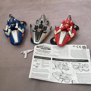 Power Rangers In Space Deluxe 3x Galaxy Cycle Red Ranger Blue Ranger Silver Bike - Picture 1 of 11