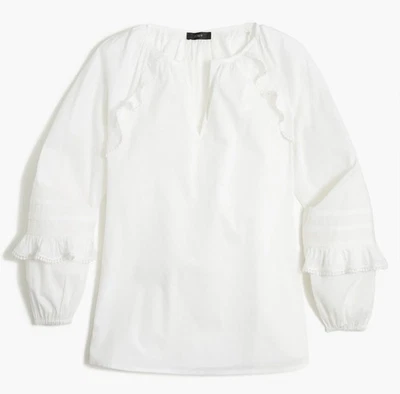 Nuevo con etiquetas Top campesino J.Crew Factory blanco con volantes para mujer, grande - $79.50 ¡NUEVO! Foto 1 de 4