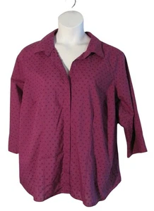 Lands' End Outfitters 24W 24 Purple Patterned Wrinkle Free Broadcloth Shirt - Picture 1 of 3