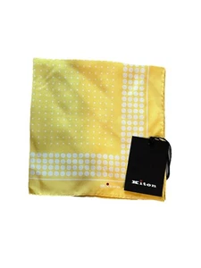 Neu mit Etikett Kiton Einstecktuch – gelb weiß 15 x 15 100 % Seide - Bild 1 von 4