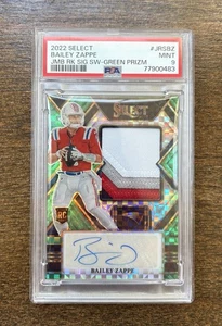 2022 Select Bailey Zappe Rookie Patch Auto Green /5 PSA 9 Patriots 4 Color Patch - Picture 1 of 3