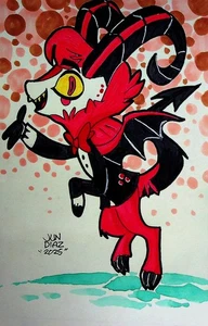 Hazbin Hotel 2019 Juan Diaz SIGNED Hand-Painted Convention Art - Razzle - Picture 1 of 3