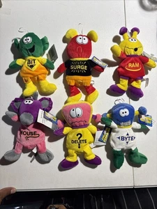 Vintage Computer Bean-Bags Plüsch Set 6 Bit Ram CD Mouse Surge Byte selten Spielzeug 90er - Bild 1 von 8