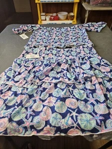 NWT Simply Southern Shirred Skirt & Top Shell Pink Nice - Picture 1 of 14