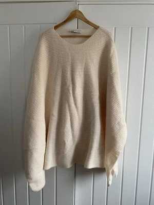 Zara Ladies Cream Alpaca Wool Blend Poncho Cape Size Medium - Image 1 of 4