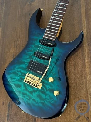 Fernandes HSS Super Strat, Quilted Green Blue Burst, MIJ, 1990s - image 1 of 4