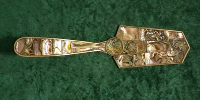 Servidor de pastel/pastel vintage con incrustaciones de plata y abulón de alpaca mexicana - En muy buen estado+ Foto 1 de 4