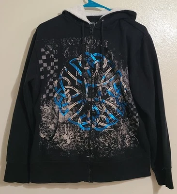 Carbon Black Men's Medium M Hoodie Full Zipper Knotwork Graphic - Изображение 1 из 4