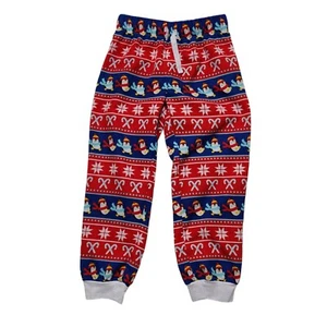 Holiday Home Kids Christmas Pajama Pants Size S 6-7 Penguins & Candy Canes Red - Picture 1 of 10