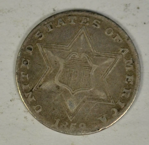 1858 3 cent Silver, type 2, XF..........Type Coin Company Cover