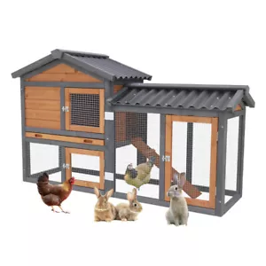 Waterproof Wooden Rabbit Hutch - Outdoor/Indoor Bunny Cage & Guinea Pig House - Picture 1 of 13