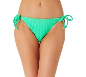 California Waves Womans Large Green Terry Hipster Bikini Swim Bottom Tie NWT - Picture 1 of 6