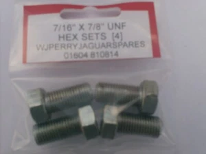 HEX HEAD SET SCREWS BOLTS 7/16" UNF X 7/8" LONG X 4 - UFS143/7 - SH607071 - Picture 1 of 1