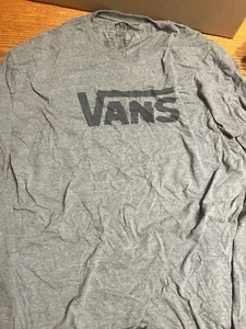 Vans T-shirt Mens XLarge Gray Long Sleeve Crew Neck Casual Logo Skate - Picture 1 of 5