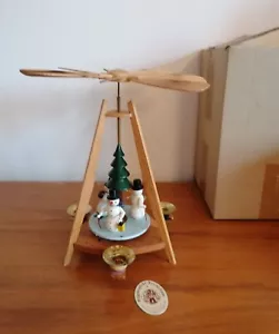Erzgebirge Weihnachtspyramide, Vintage Pyramide mit Schneemännern, Original - Bild 1 von 4