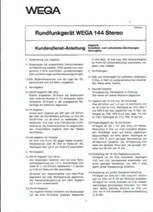 Wega Service Manual für RF 144  stereo deutsch Copy - Picture 1 of 1