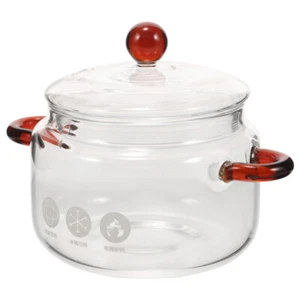 Pentola in Vetro con Coperchio Resistente al Calore Casseruola in Vetro Pentole 450Ml - Foto 1 di 12