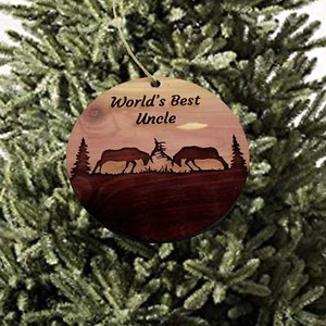 Weltbeste Onkel Elche Schlacht - Zedernornament - Bild 1 von 4