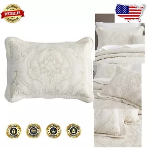 Luxury Microfiber King Pillow Shams (Set of 2) - Paisley Pattern in Ivory-Yellow - Picture 1 of 10
