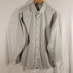 Herren Calvin Klein Performance normale Passform Größe 17 34/35 Kleid Shirt grau Knopf - Bild 1 von 8