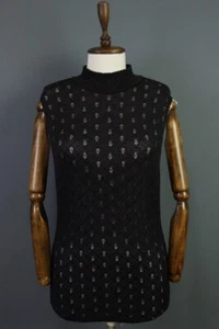 Wolford Black Lace Mesh Sleeveless High Neck Bodycon Top Shirt - Picture 1 of 12