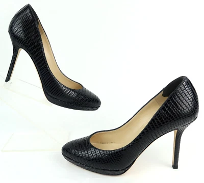 Bomba de plataforma Jimmy Choo Aimee Lizard en relieve negra talla EU 39.5 / US 9.5 Foto 1 de 4