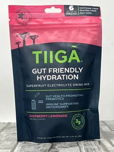 TIIGA Hidratación Bebida Energética Electrolitos Salud Intestinal LIMONADA FRAMBUESA 6pk 6/25 - Imagen 1 de 5
