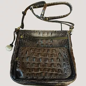 Bolso Bandolera Brahmin Cuero Repujado Correa Ajustable Múltiples Compartimentos - Imagen 1 de 12
