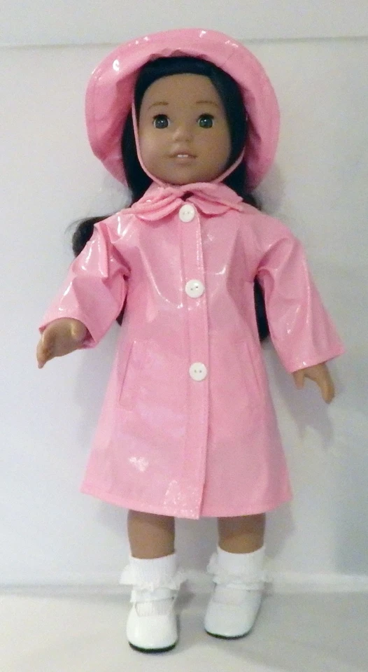 Impermeable y sombrero rosa 2 piezas Juego para muñecas de 18" Foto 1 de 1
