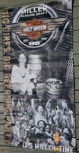 Harley Davidson Large Vinyl Sign 95th Anniversary Miller MGD 3'Wx6'T Man Cave - Picture 1 of 16